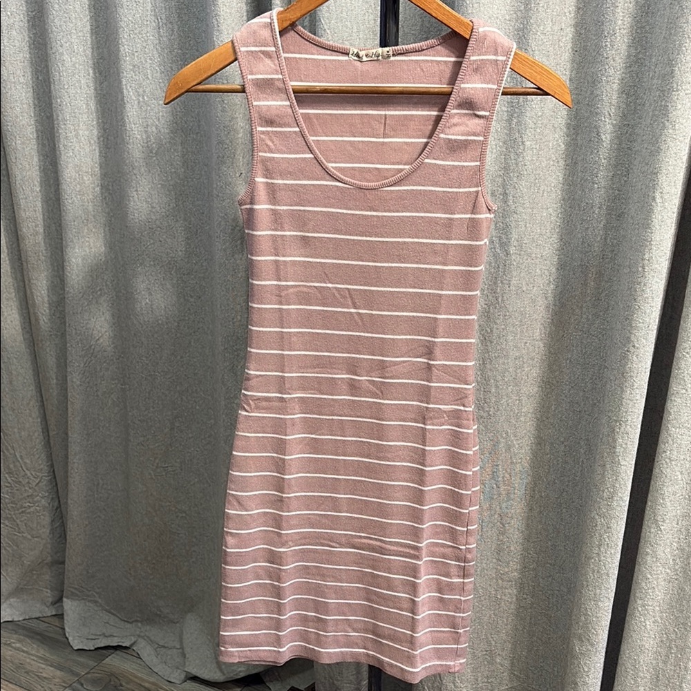 Heart Hips Pink and White Striped Mini Dress